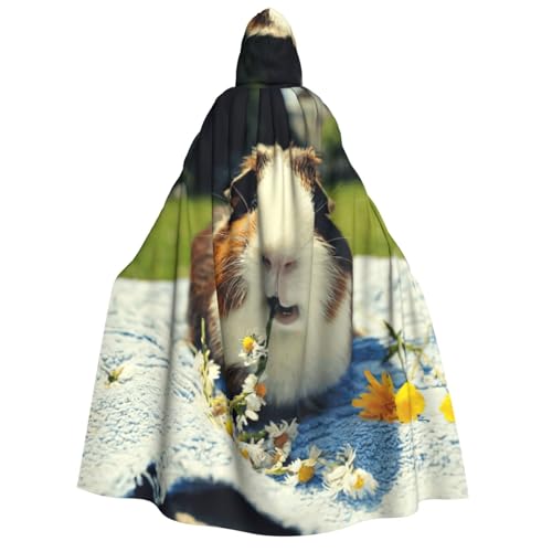 JEJEA Capa con capucha unisex con estampado de conejillo de indias para cosplay, regalos de fiesta de Navidad, trajes de bruja
