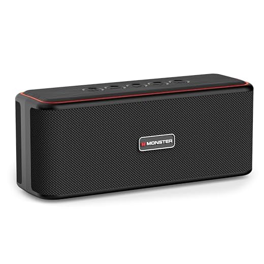 Monster Shock Plus Bluetooth Speaker,Portable Speaker with 40W Loud Stereo Sound, Bluetooth 6.0,TWS Pairing, 20H Playtime,Support AUX/TF Card,IPX6 Waterproof Wireless Speakers for Outdoor,Home,Travel