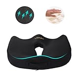LANGRIA Office Chair Pillow Memory Foam Seat Cushion Orthopedic for Back Support, Tailbone, Coccyx, Sciatica Pain Relief, Anti-Slip Bottom, Built-in Handle, Ventilated Hollow Gap, Black