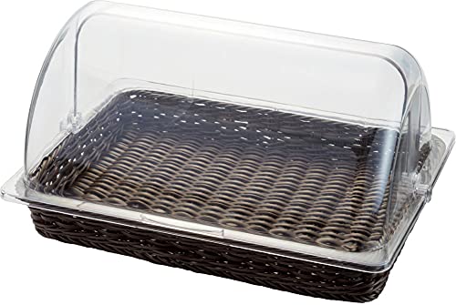 トーダイ かご バスケット 陳列 PPラタン BB-440C-DBR ベーカリーバスケット 40型 ダークブラウン ポリカーボネイトカバー付 41.6×32×20cm