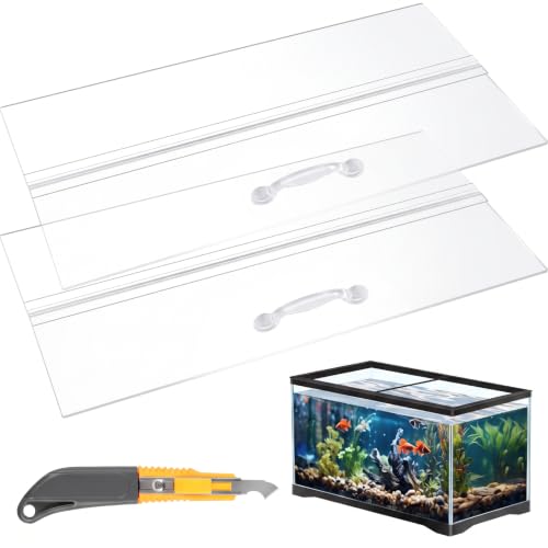 Image of Sieral Aquarium Polycarbonate Canopy Set 35.13 x 17.13 x 0.12 Inch for 50 /65 /84 Gallon Without Center Brace Aquariums Cover Fish Tank Lid with a Hook Knife, Clear