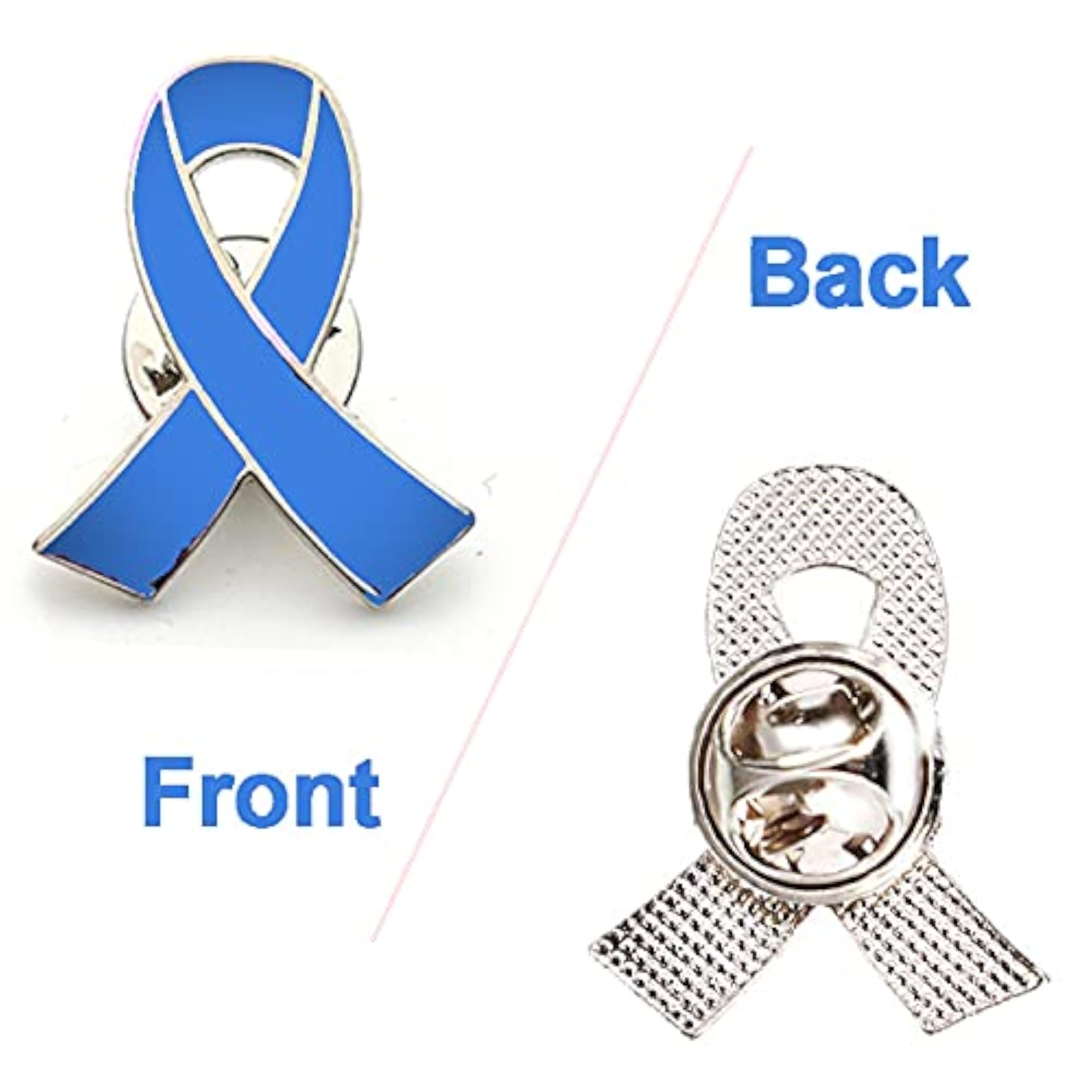 25 Pcs Blue Ribbon Enamel Lapel Pin, Colon Cancer Awareness
