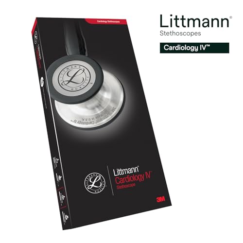 3M Littmann Cardiology IV Diagnostic Stethoscope, 6242, More Than 2X as Loud, Weighs Less, Stainless Steel High Polish Rainbow Chestpiece, 27" Navy Blue Tube, Black Stem, and Headset - image 8