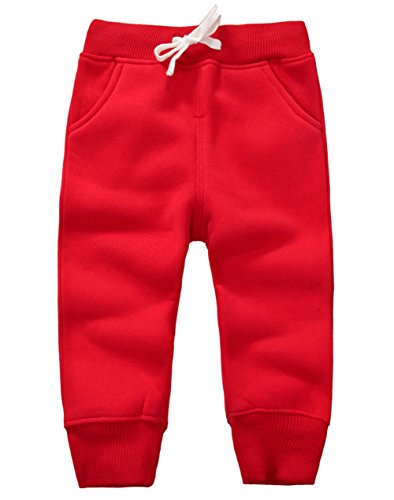 DELEY Unisex Kids Pants Winter Trousers Baby Bottoms Sweatpants 1-5 Years Red Size 1Y