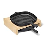 Caraway 10.5” Cast Iron Skillet & Grill Pan Duo – Enameled Cookware Set with Non-Toxic 3-Layer Enamel Coating – No Seasoning Required – Compatible with All Stovetops – Charcoal