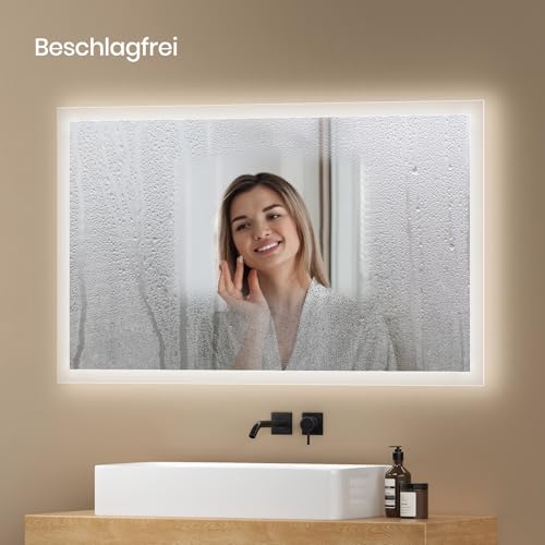 EMKE Badspiegel mit Beleuchtung 100x60cm, Antibeschlag – Ansicht 4