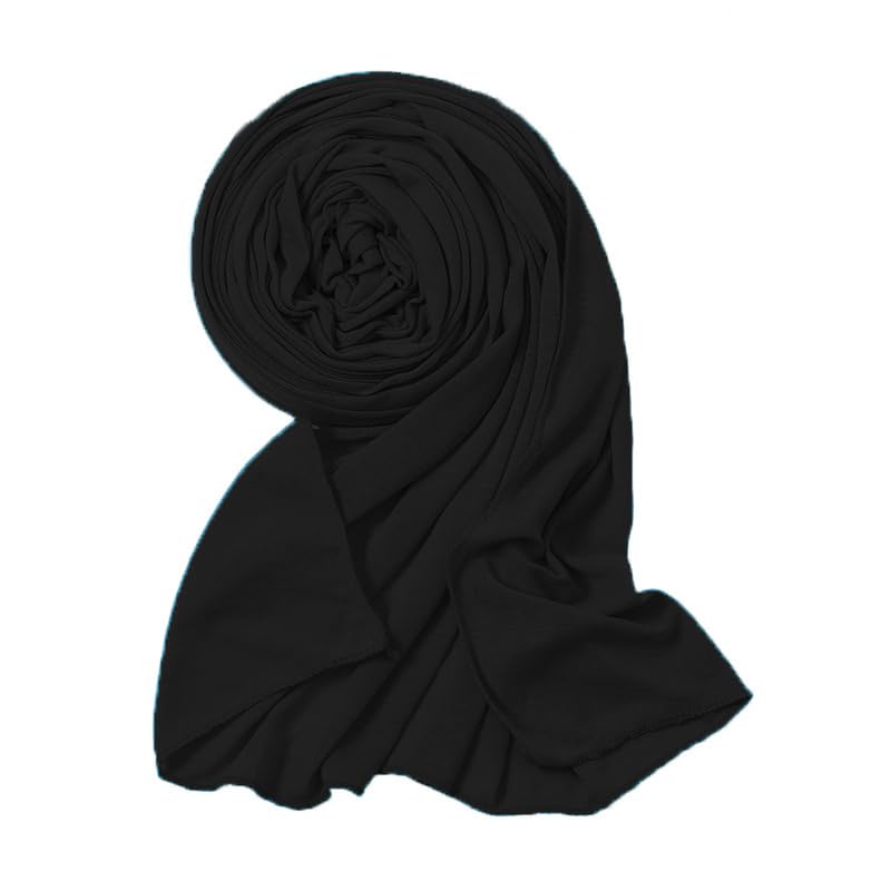 Wanssy® Damen Herren Unisex Jersey Schal Uni Farbe große Baumwollmischung Schal (Schwarz)