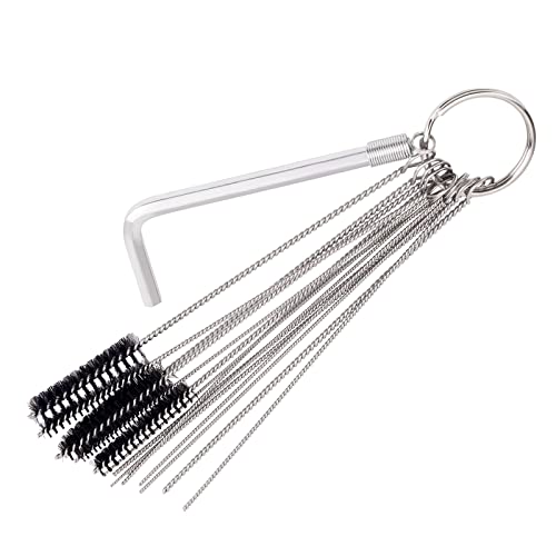 Image of Road Passion Set of 1 Carburetor Carbon Dirt Jet Remove Cleaner 9 Cleaning Needles + 6 Nylon Brushes Tool Kit + 1 Throttle Wrench Kit for Carburetor Cleaning Kit Needles Brushes Set
