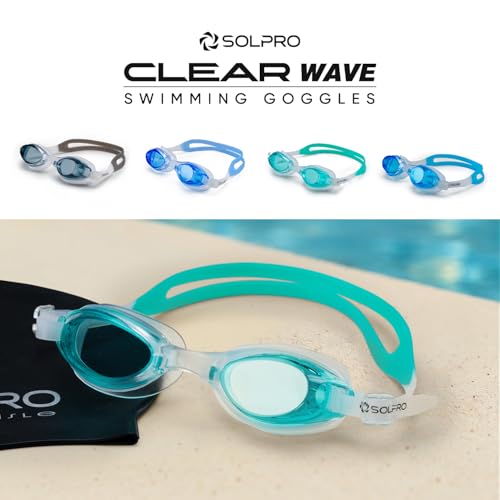 Image of Solpro Clear Wave Unisex Adult Swimming Goggles for Women,Men,Boys,Girls,Teenagers,Athletes,Swimmers For Training,Competition in Swimming Pool,Beach,Water Sport, Park & Activties