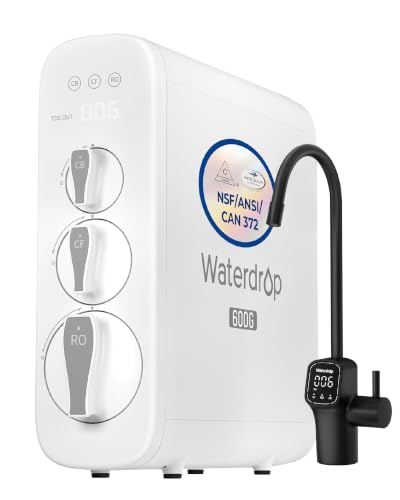 Waterdrop G3P600 Tankless Reverse Osmosis Water Filter System, Black Faucet