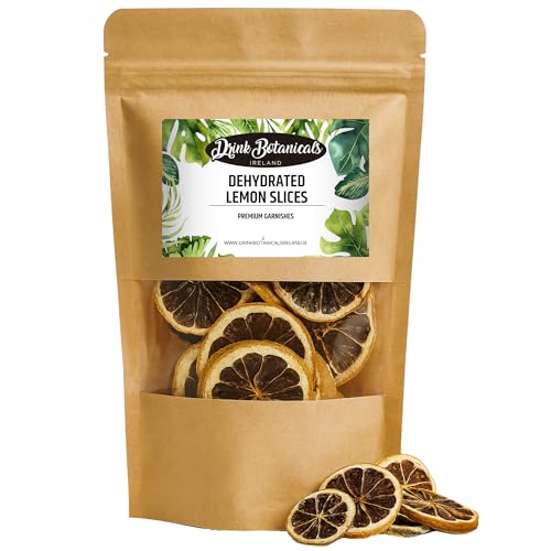 Dehydrated Lemon Slices Wheels | 17+ Slices | 100% Natural | 1.41 oz | 40 Grams | Citrus Dried Lemons for Garnishing, Cocktails, Cooking, Baking, Drinks | Drink Botanicals Ireland