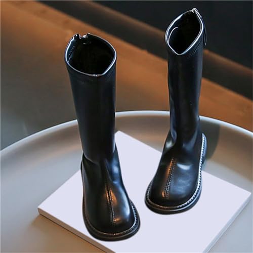 Black Platform Booties for Toddler Girls Front Zipper Cheer Shoes Outdoor Warm Non Slip Mary Jane Shoes Toddler2