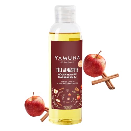 YAMUNA NATURAL BEAUTY Aceite de masaje, 100% vegetal, cosmética natural de Hungría. Aceite profesional, libre de parafina y parabenos para un masaje refrescante. (Pastel de manzana invernal)