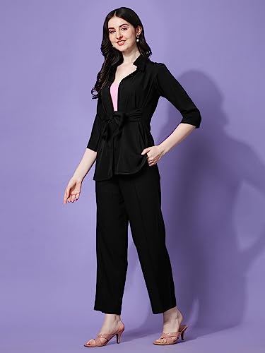 Image of Sheetal Associates Women's Solid Casual Co ords Set 2 Piece Open top & Pant Set