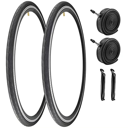 2 Pack 700x23C/25C/28C/35C/38C Bike Tires Plus Bike Inner Tubes Presta Valve 48mm or Schrader Valve 48mm Foldable Replacement Tires for Road Bicycle (700 X 28C 60TPI) by SIMEIQI - Used condition - US$35.99