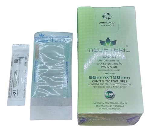 Envelopes Autosselantes para Esterilização, 5,5 x 13 cm, 200 Unidades, Com Lacre
