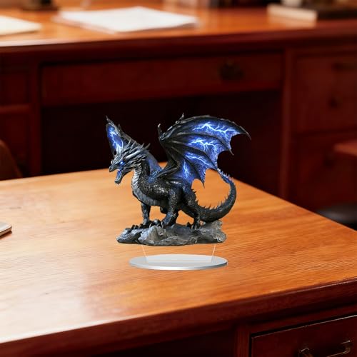 Deep Blue Lightning Dragon Acryl Ornament für Büro, Wohnung oder Wohnbereich 2D Acryl Ornament, Wohnzimmerdekoration für Eingangsbereiche Flaches Dekorationsstück, mittelalterliches Drachenornament