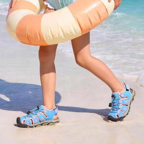 Image of DREAM PAIRS Boys Girls Summer Outdoor Athletic Sport Sandals Walking Water Hiking Hook and Loop Adjustable Multicolor for Toddler /Little /Big Kids