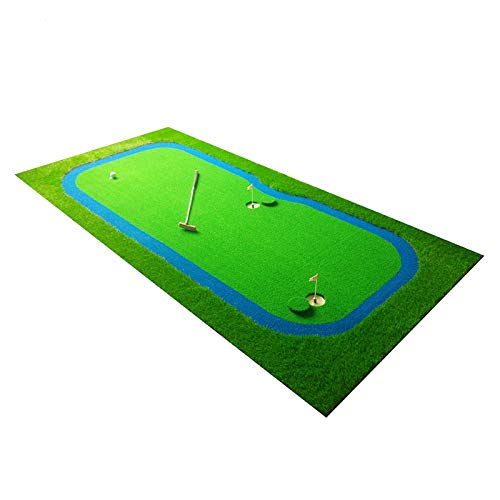 Estera de tren de Golf, juego de Golf para interiores y exteriores, práctica de pelota, Putting Green de Golf con bandeja de retorno, herramienta de práctica de almohadilla de césped, 1,5*3,0M