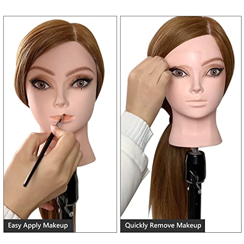 PERFEHAIR 22" Hair and Makeup Hairdressing Training Mannequin Dolls Head with 70% Real Hair - Image 4