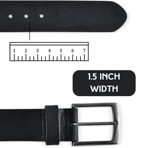 Exos Full Grain Men's Adjustable Leather Belt for Jeans, Work, and More - Casual & Dress Wear for Men, 36 Black4