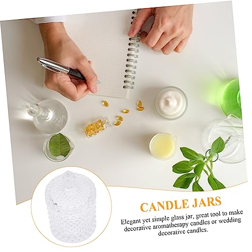 Tarro para velas aromaticas de vidrio transparente PRETYZOOM con tapa estable 8
