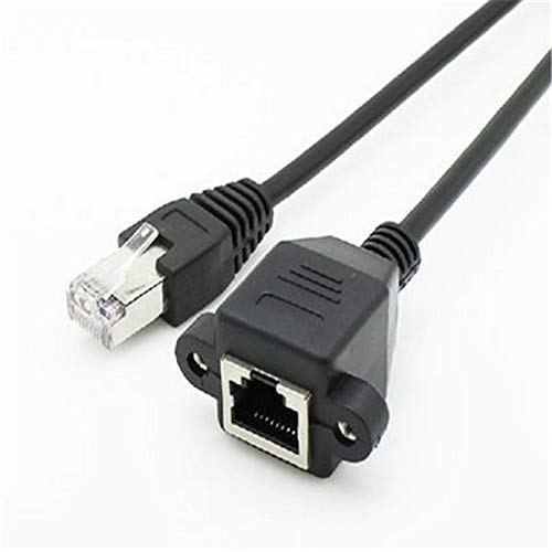 Image of LipiWorld Rj45 Male to Female LAN Cable LAN Network 8 Pin Extension Cable CAT6E Network Panel Mount Screw Lock Ethernet Extension Cable (Pack Of 2-50cm)