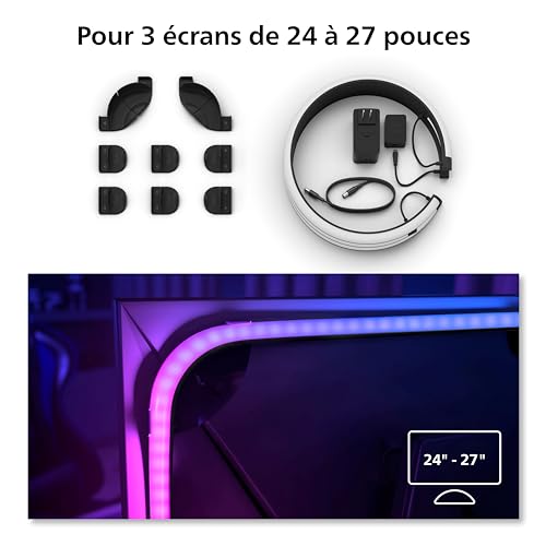 Lampe connectée Philips Hue Play Gradient Lightstrip pour PC Gaming 3x 24 27 - vue 4