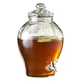 Style Setter 210977-GB 1.6 Gallon Glass Beverage Drink Dispenser with Lid, 7 x 13, Clear
