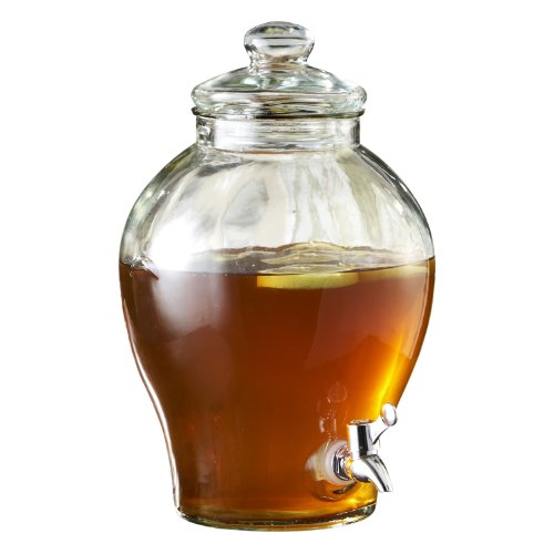 Style Setter 210977-GB 1.6 Gallon Glass Beverage Drink Dispenser with Lid, 7 x 13, Clear
