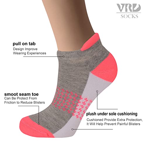 Image of VRD Womens Ankle Socks, Bamboo Rayon 6-Pairs Athletic Running Low Cut Socks With Tab