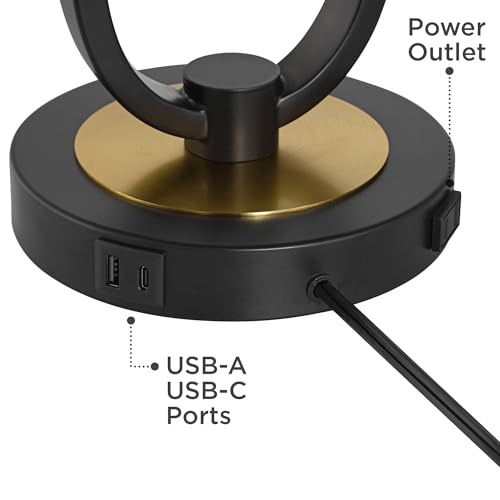 Juego de 2 lámparas de mesa 360 Lighting Pellana negras con USB miniatura 5