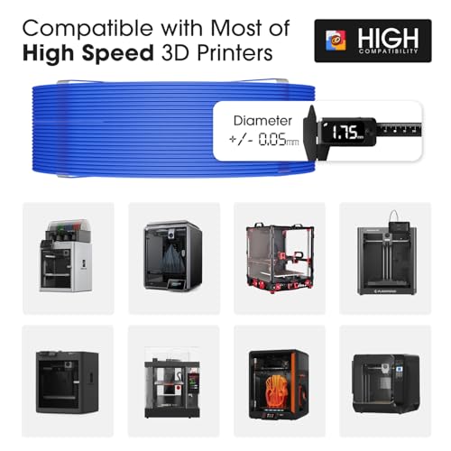 Image of eSUN PLA Basic Refilament 1.75mm, 3D Printer Refill High Speed PLA for Fast Printing, 1KG per Roll, 2 Rolls Spoolless 3D Printing Filament for High Speed 3D Printers, Blue