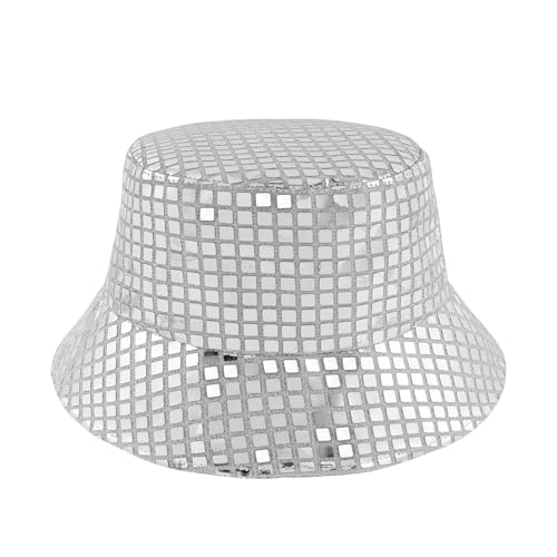 MILAKOO Disco Eimer Hut Metallische Holographische Eimerkappe Unisex Hip Pop Rock Hüte Festival Party Kopfbedeckung für Männer und Frauen
