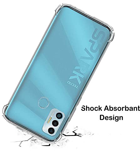 Image of Soft Flexible Silicone Back Cover Tecno Spark 7 / Spark 7T, Transparent Case + Screen Guard