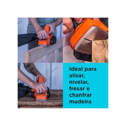 Black Decker Plaina Elétrica 710W, Profundidade de Corte 2mm, Largura de Corte 82mm, Recesso 11mm, C