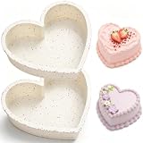 AOTASO 8 Inch Silicone Heart Shaped Cake Pans, Cream, 2 Pcs