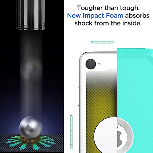 Image of AICase for iPhone SE Case 3rd & 2nd Generation, for iPhone SE 2022 /2020 Built-in Screen Protector Heavy Duty Protective Shockproof 3-Layer Full Body Rugged Phone Cover, Aqua Mint /White