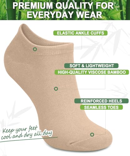 FuelMeFoot 7 Pairs Ankle Socks for Women Viscose Bamboo No Show Socks Classic Low Cut Casual Socks for Running, Athletic3