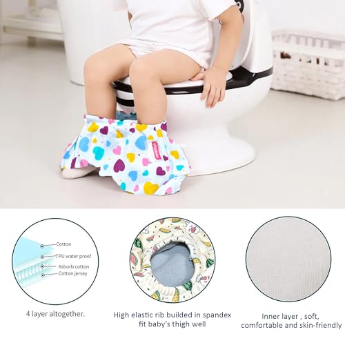 Image of VParents Padded Underwear for Babies and Toddlers with 3 Layers of Cotton Padding Potty Training Pull Up & Diaper-Free Time Pack of 2 (1-2 Years) Watermelon and Heart