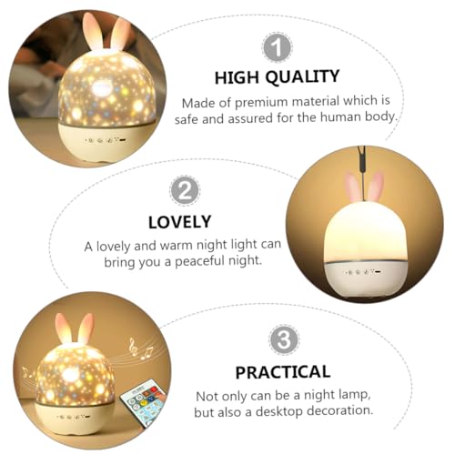 Lampe de chevet lapin rotative avec télécommande, cadeau de décoration lumineuse - 5
