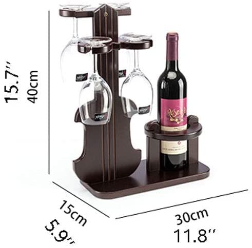 Soporte para botella de vino de madera con porta copas miniatura 2