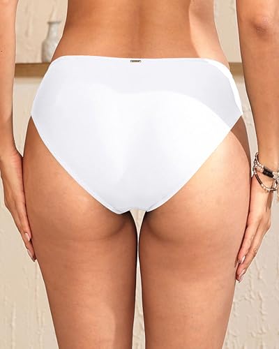 Image of Daci Women's Mid-Rise Full-Coverage Bikini Bottom | Mid-rise bikini bottom with full rear coverage in 82% nylon and 18% spandex for comfortable swimming and beachwear
