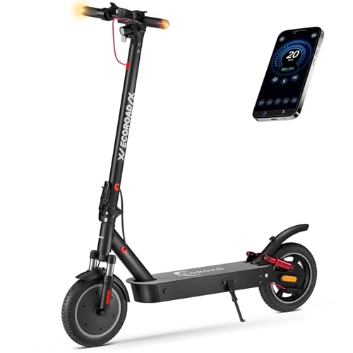 ECOROAD Electric Scooter Adults, 30 Miles Long Range with Four Shock absorbers, 800W Peak Motor & 21 MPH Adults Commuting Scooters with APP Lock, 10