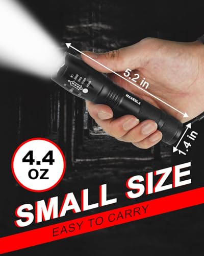 Maxesla 2 Pack LED Torch Gifts for Men Dad Kids, Zoomable Torches Led Super Bright Flashlight, Powerful Torches Battery Powered Water Resistant 5 Modes Mini Tactical Torch for Camping