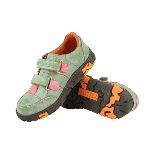 TMA EYES Women's Leather Soft Sole Non-Slip Lace-up Walking Shoes with Hook-and-Loop Fastener Design3
