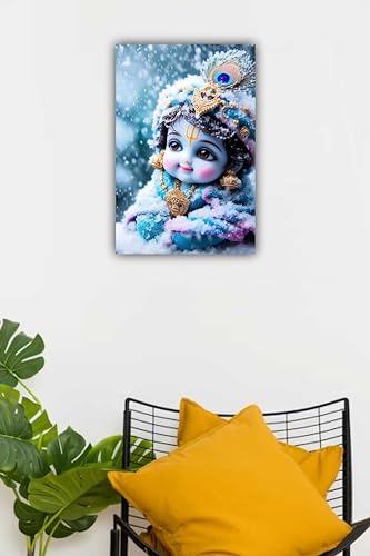 Paper Graphic Word Beautiful Animated Poster Lord Krishna Poster For Living Room, Bedroom, Office Printed 300 Gsm Unframed Wall Poster (Multicolour, 12 X18 Inch) (Design 17, 1)