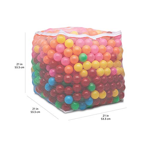 Image of Amazon Basics BPA Free Ball Pit Balls with Storage Bag, Crush-Proof Plastic for Toddlers Kids 12+ Months Play, 6 Bright Colors, Pack of 1000