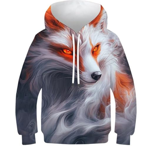 Sweat à capuche 3D renard en flammes contre le look banal