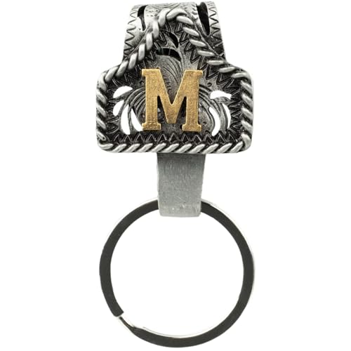 Product Image of the XZYLY Vintage Western Cowboy Letter Keychain,Handmade Solid Metal A-Z Initial Key Chain Clip,Durable Custom Personality key holder for belt&Pocket&Bag M